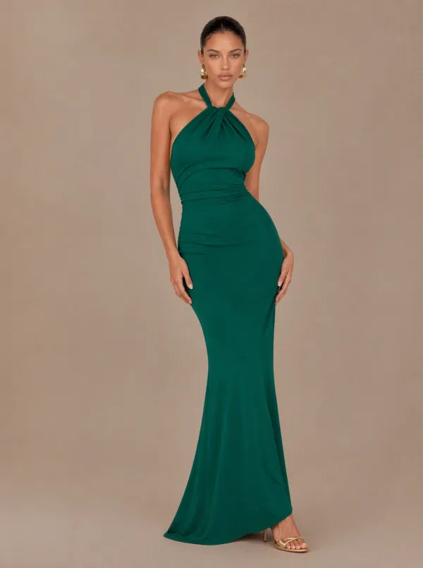 Zephrina Dorinda cross-halter maxi dress in sea green