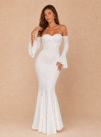 Zephrina Camille off-shoulder lace mermaid maxi dress in white