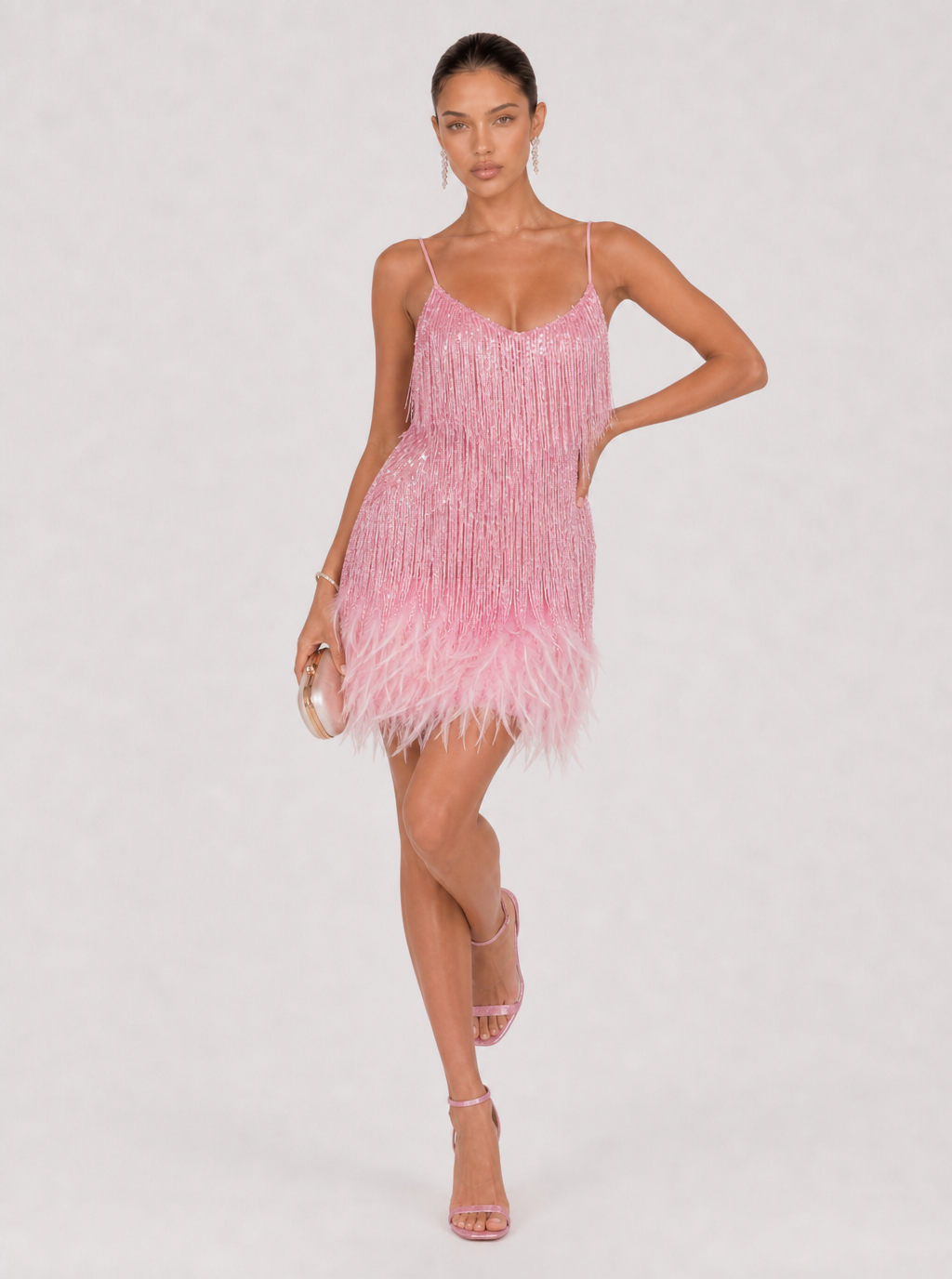 Zephrina Tavia feather sequin mini dress