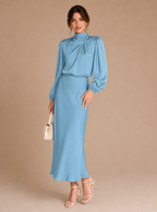 Sable Draped Satin Midi Dress