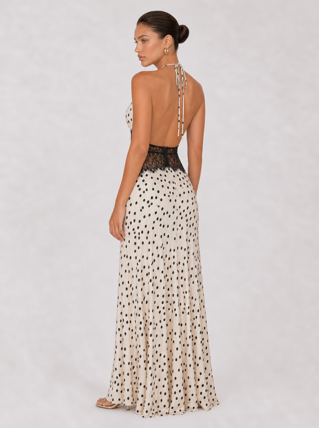Zephrina Illyra polka dot lace maxi dress