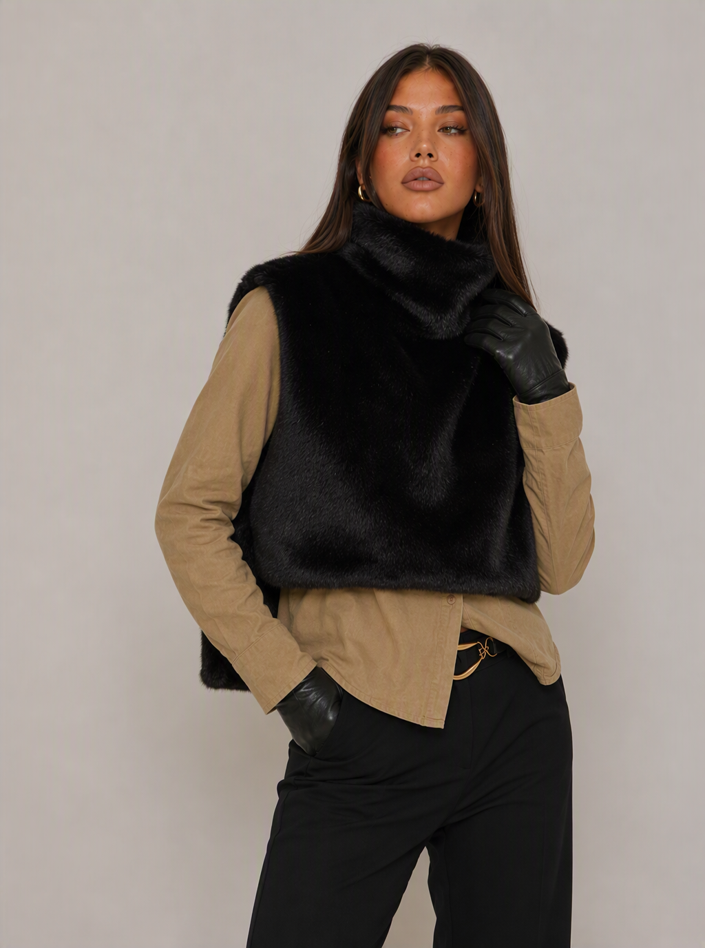 Lilibet Sleeveless Faux Fur Coat