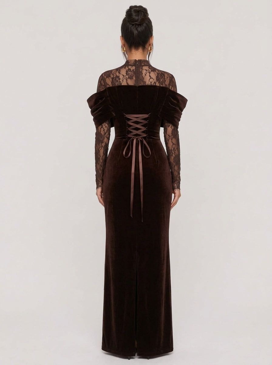 Zephrina Fabiella velvet lace maxi dress