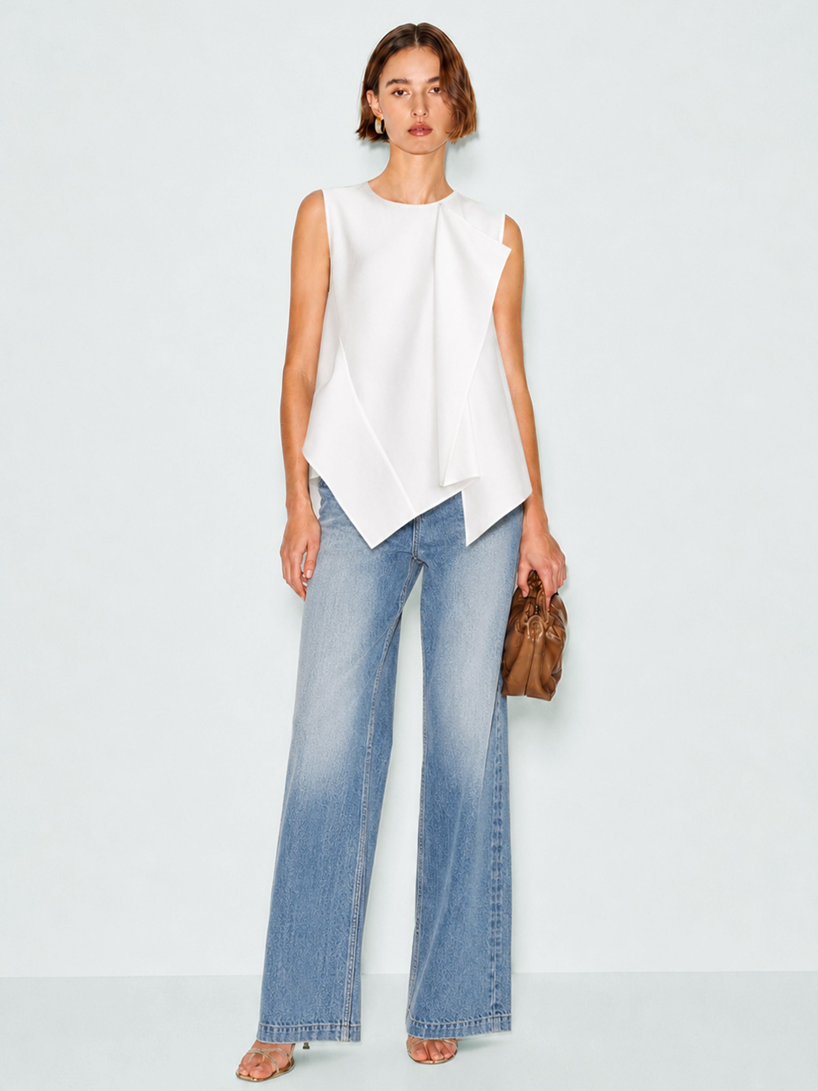 Sleeveless Tencel Chiffon Blouse