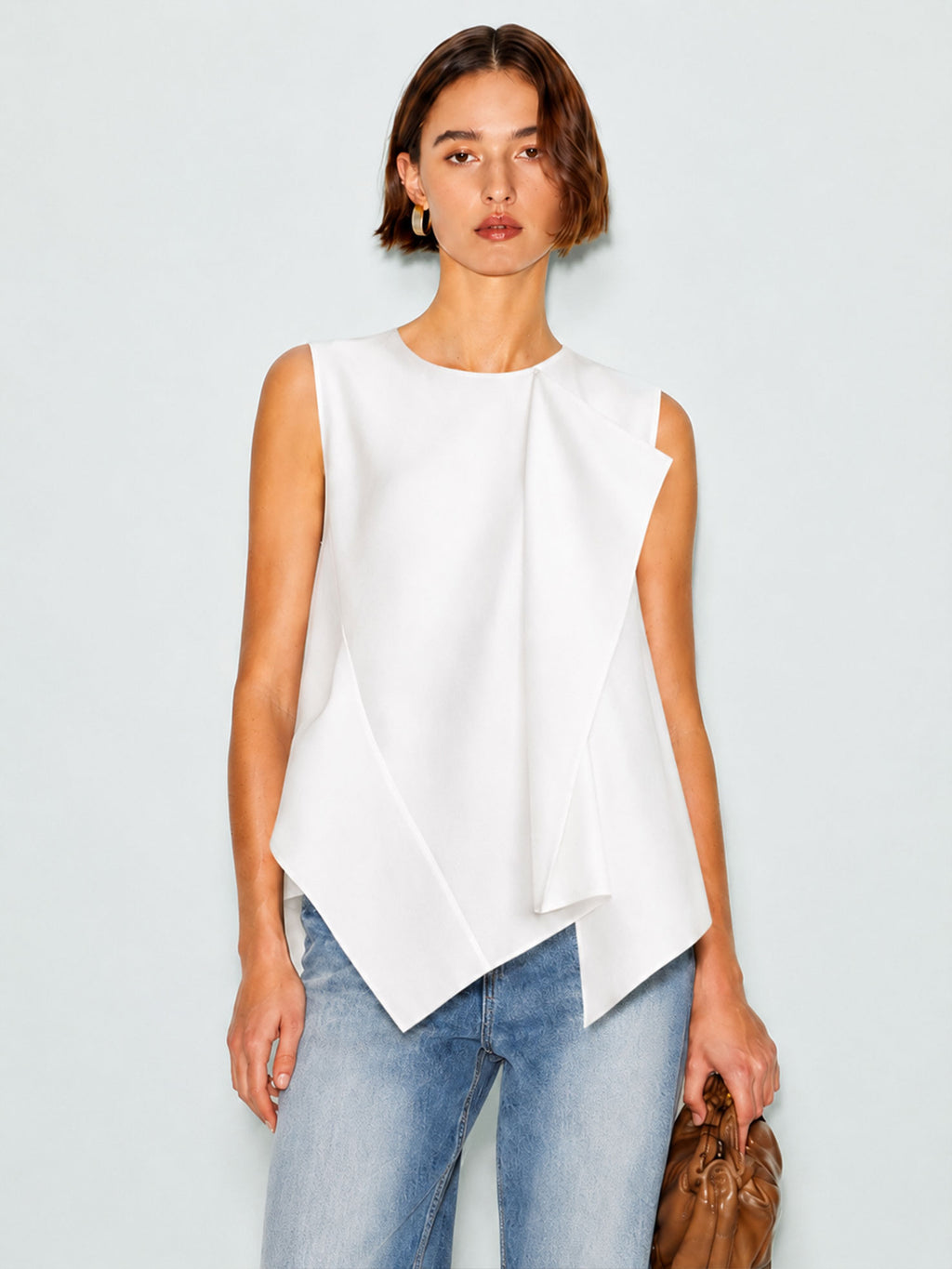 Sleeveless Tencel Chiffon Blouse