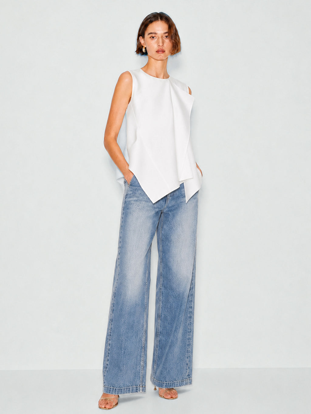 Sleeveless Tencel Chiffon Blouse