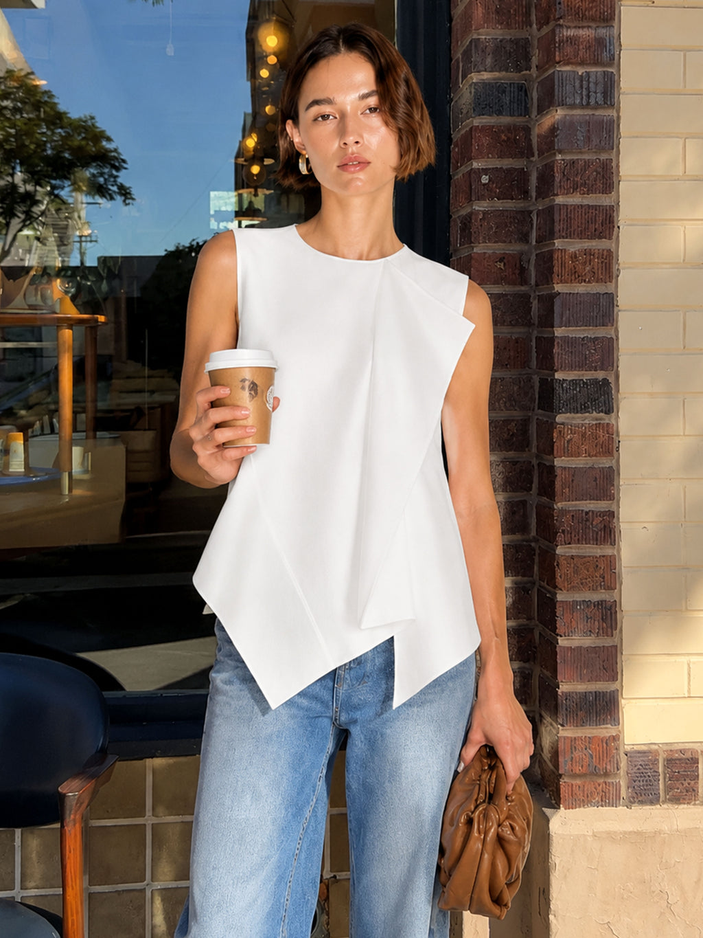 Sleeveless Tencel Chiffon Blouse