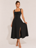 Olivia Ruched Square Neck Midi Dress