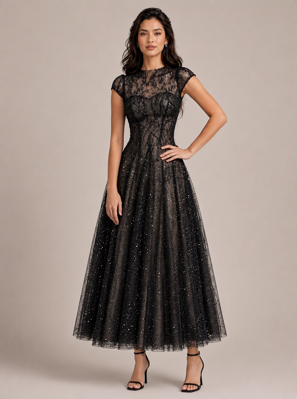 Zephrina Briseis sequin lace midi dress