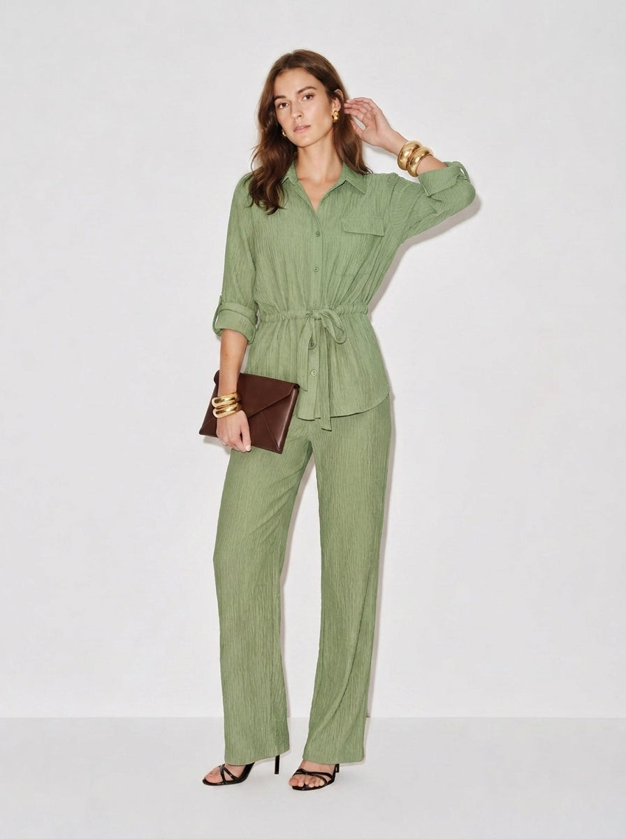 Maren Texturiertes Hemd und Hose Set