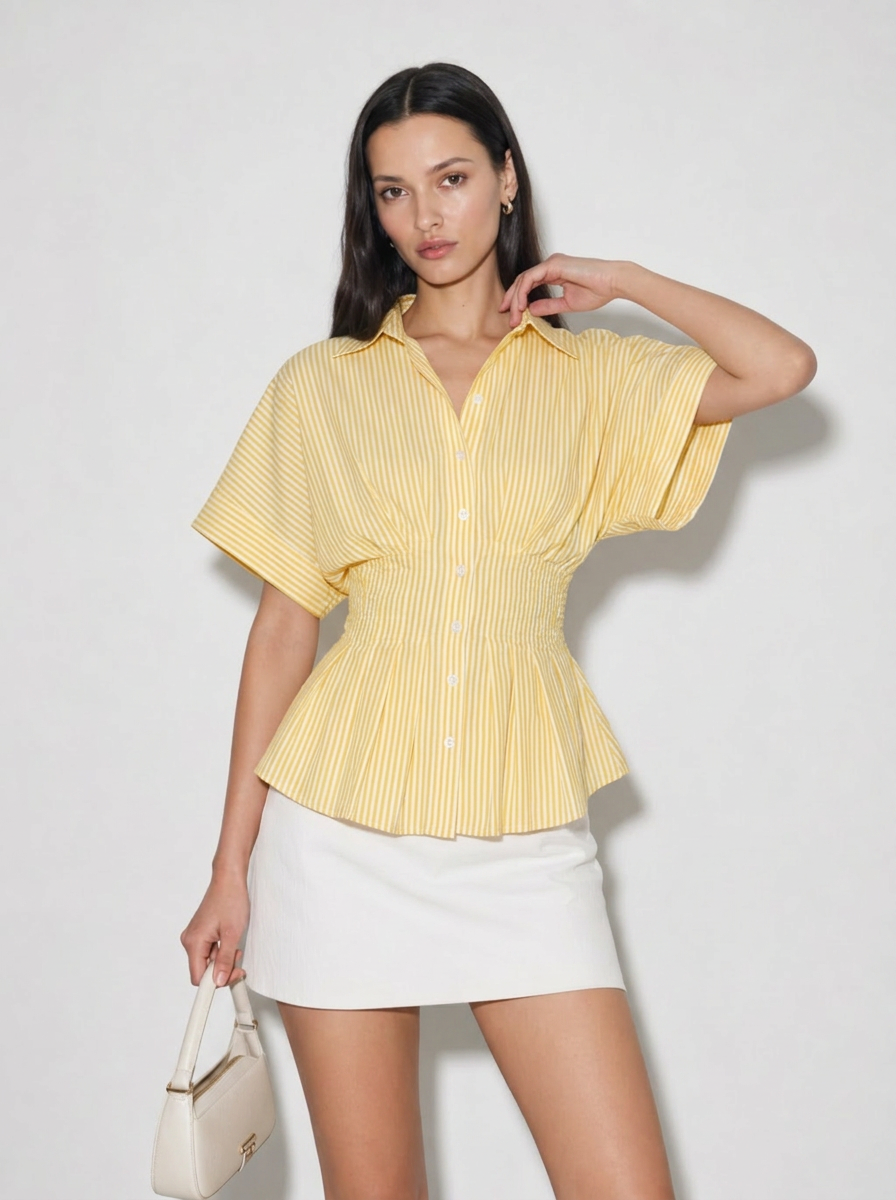 Camicia a righe arricciata Marisol