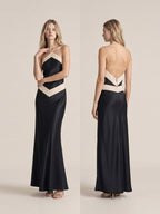 Paloma Neckholder-Maxikleid mit Kontrast