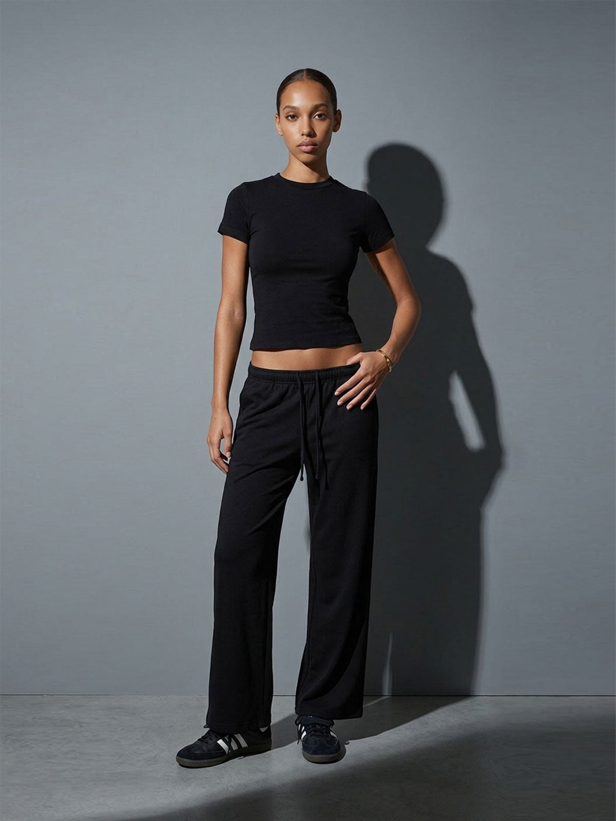 Fitted Short-Sleeve Tee & Straight-Leg Pants Set