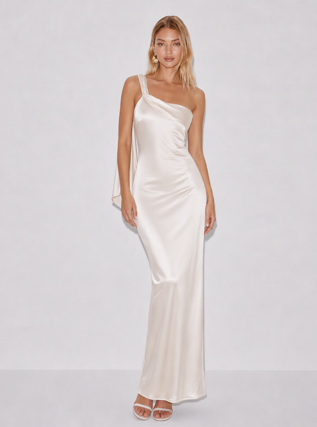 Oriane Scarf Drape Satin Maxi Dress