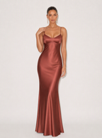 Marielle Satin Lace-Up Maxi Dress
