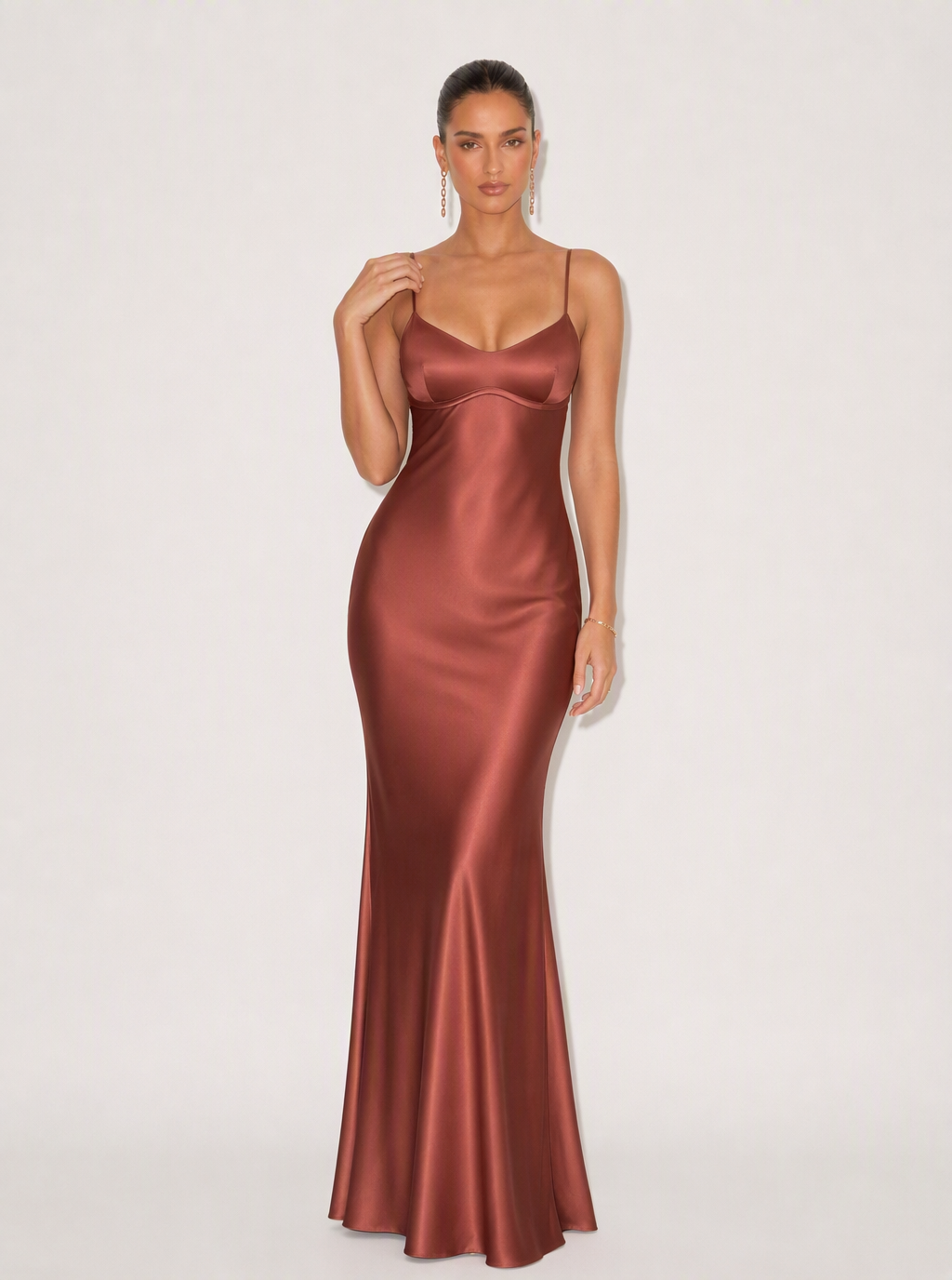 Marielle Satin Lace-Up Maxi Dress