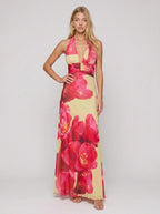Serena Floral Halter Maxi Dress