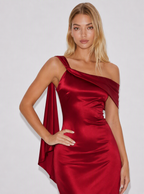Zephrina Oriane scarf drape satin maxi dress
