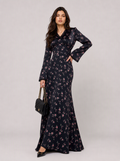 Zephrina Fressia floral lace maxi dress in black