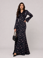 Zephrina Fressia floral lace maxi dress in black