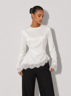 Livia Lace Trim Long Sleeve Top