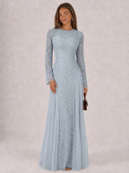 Zephrina Delara lace chiffon maxi dress in blue