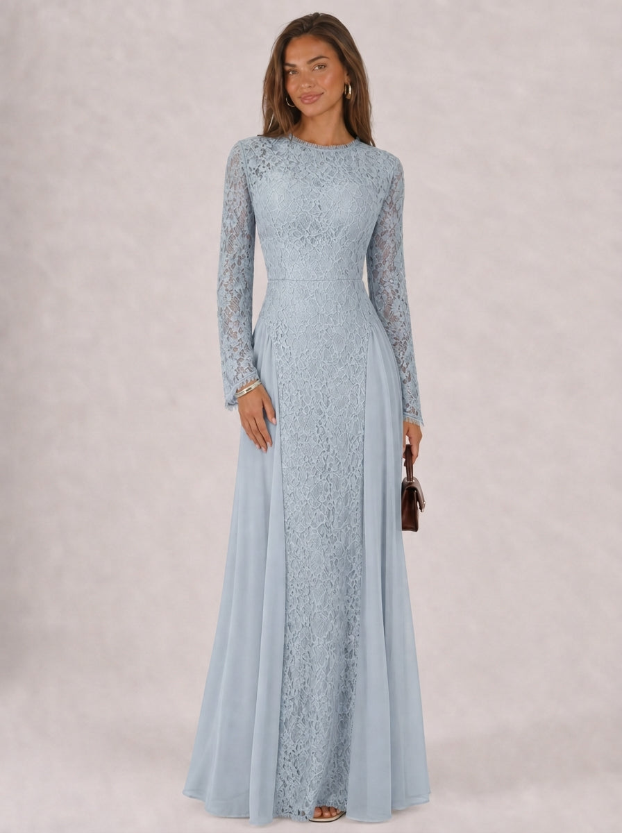 Zephrina Delara lace chiffon maxi dress in blue