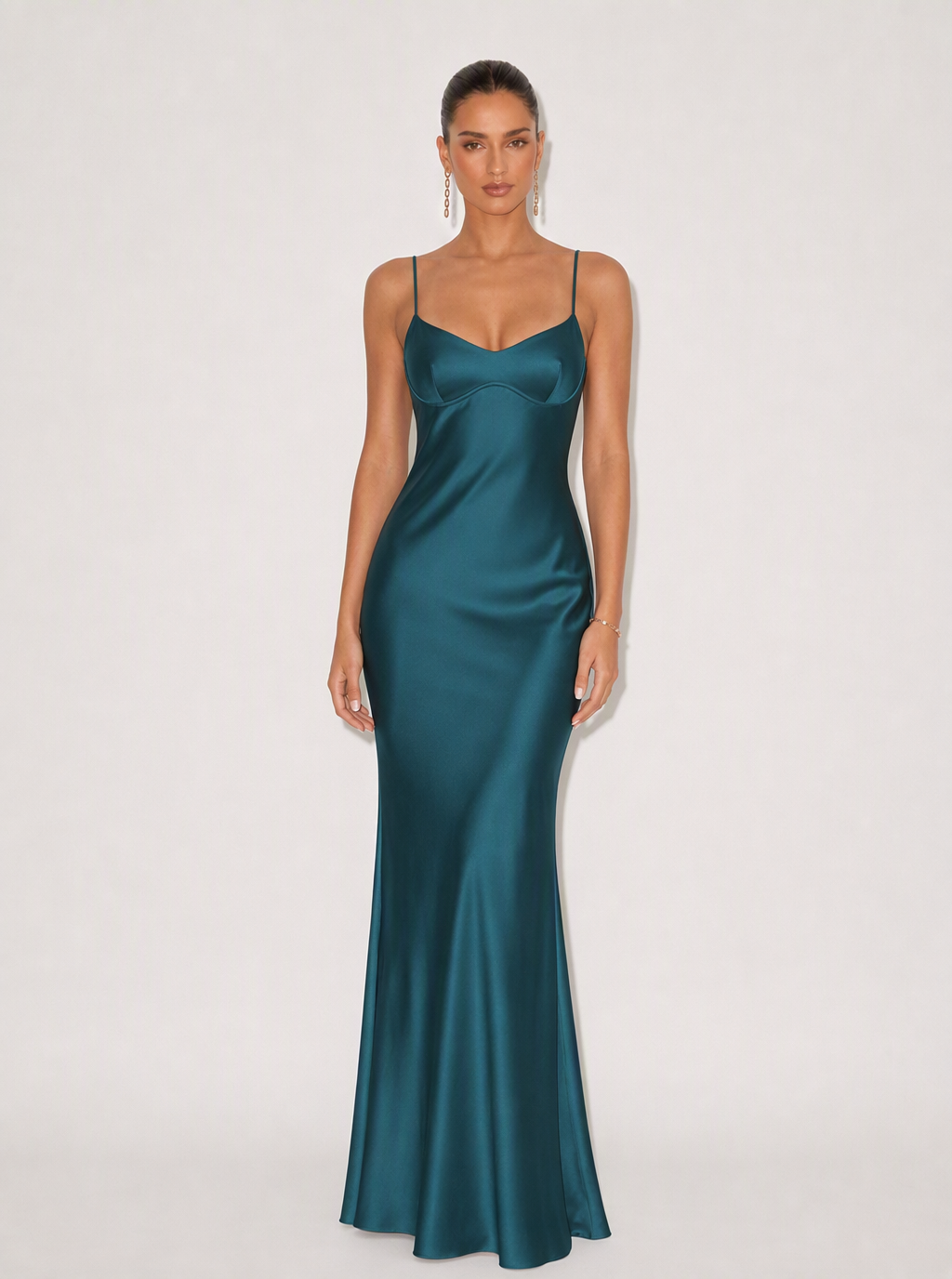 Marielle Satin Lace-Up Maxi Dress