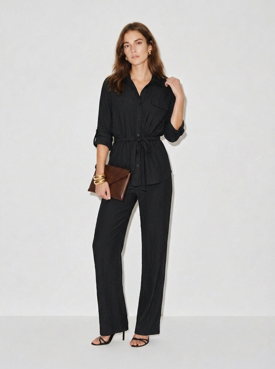 Maren Texturiertes Hemd und Hose Set