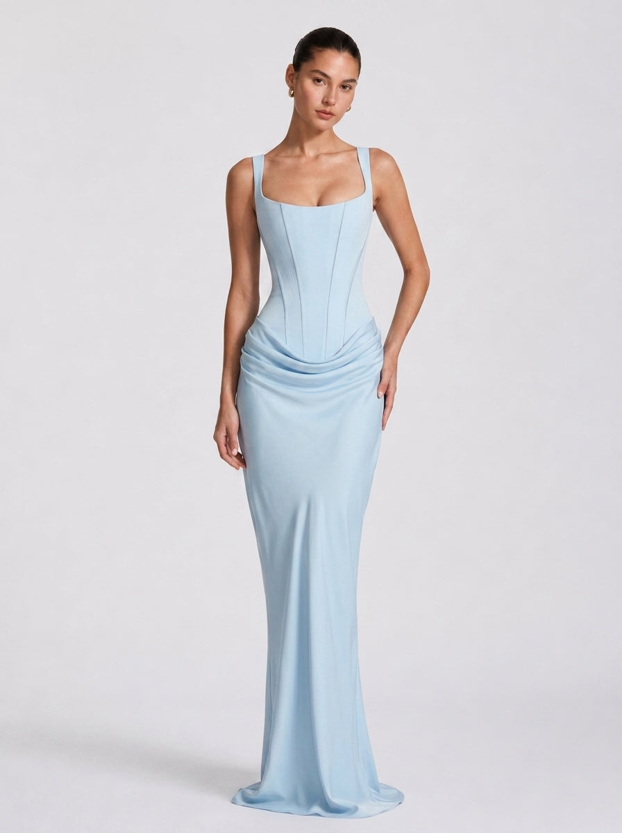 Coralie Draped Satin-Look Maxi Dress