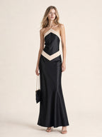 Paloma Neckholder-Maxikleid mit Kontrast