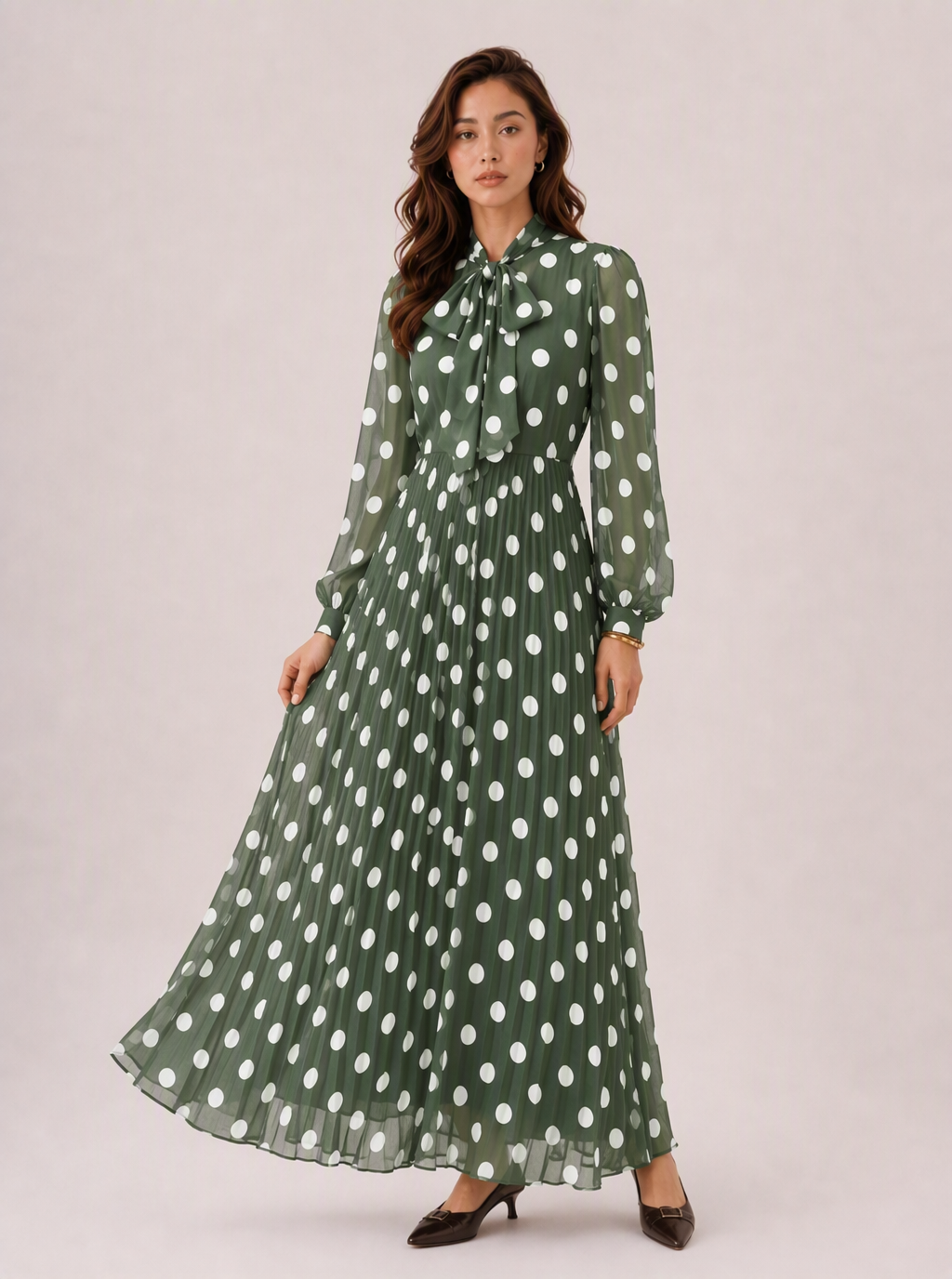 Marcelline Polka Dot Bow Maxi Dress