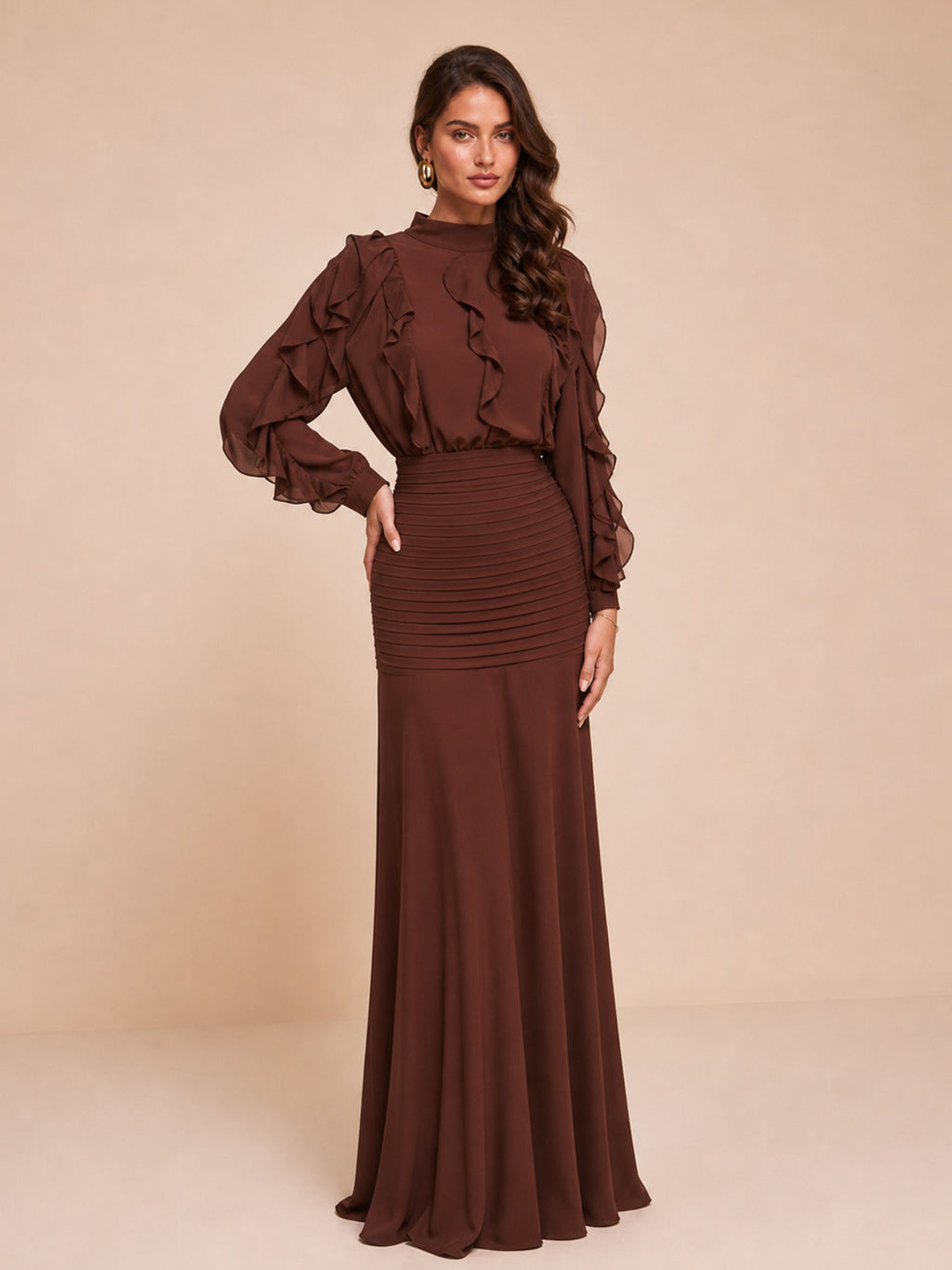 Katie Ruffle Chiffon Maxi Dress