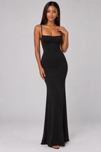 Zephrina Rosalina square-neck maxi dress in black