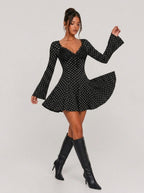 Bettina Lace-Trim Polka Dot Mini Dress
