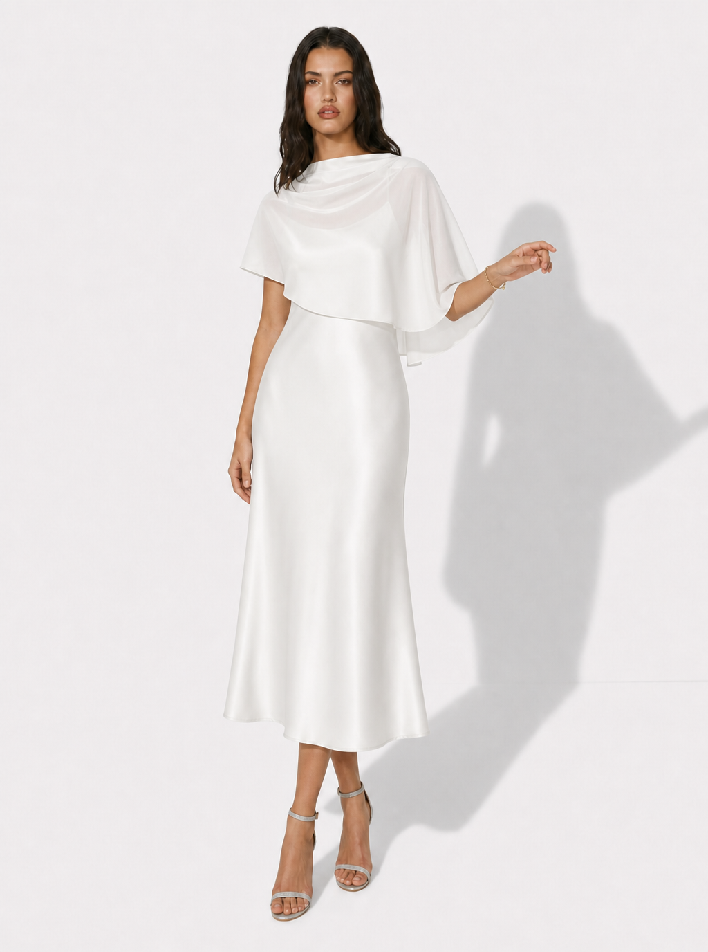 Zephrina Elaria cape overlay midi dress in blue