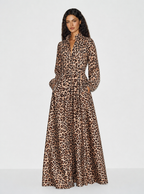 Zephrina Yvette leopard shirt maxi dress in brown