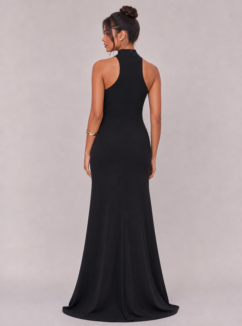 Zephrina Noravie halter slit maxi dress in black