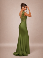 Zephrina Florimel botanical lace maxi dress in olive green