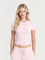 Hallie Basic Cropped T-Shirt mit Rundhalsausschnitt