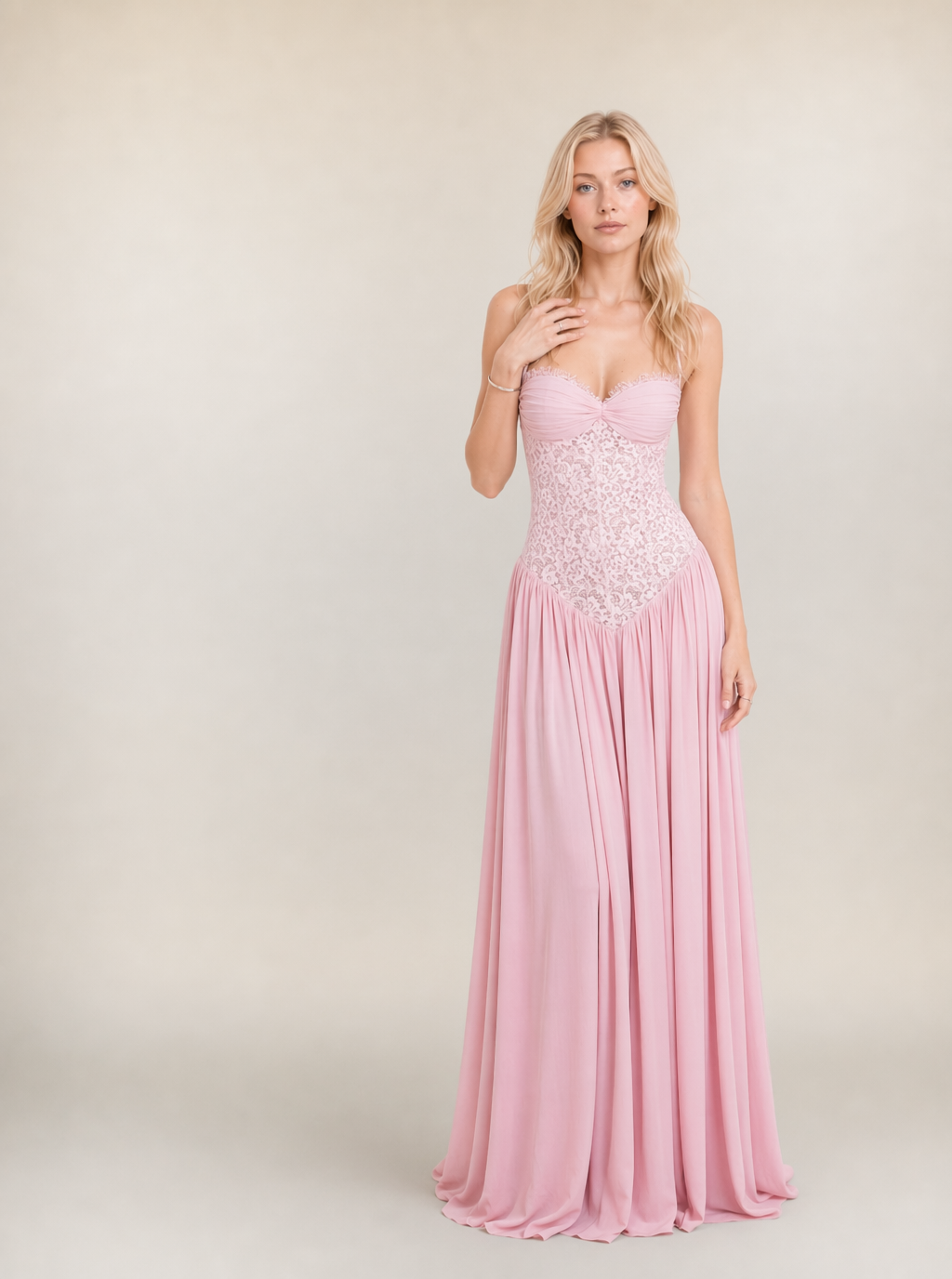 Lillian Corset Chiffon Maxi Dress