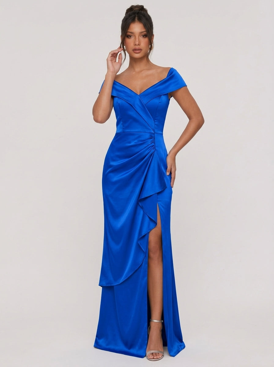 Zephrina Honora ruched satin maxi dress