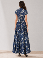 Zephrina floral drop-waist maxi dress with short sleeves