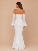 Zephrina Camille off-shoulder lace mermaid maxi dress in white