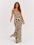 Zephrina Annelise leopard sarong maxi dress in brown
