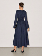 Zephrina Annora striped twist midi dress in navy