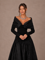 Zephrina Liesel off-shoulder textured maxi dress in black