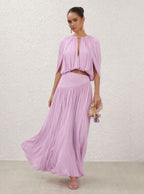 Zephrina Marcella pleated cape maxi set in pink