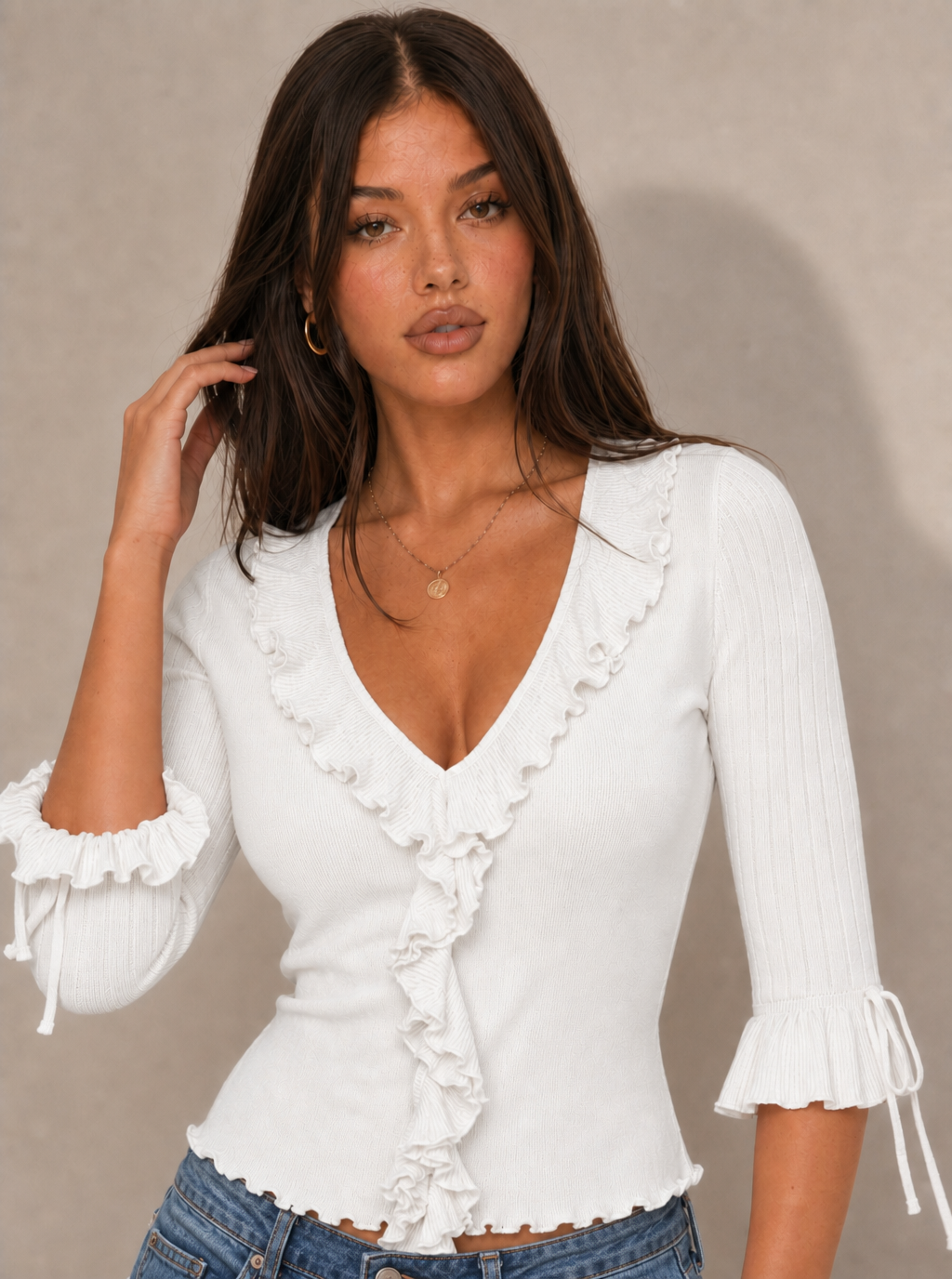 Zephrina Clotilde ruffle knit top