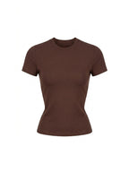 Hallie Basic Cropped T-Shirt mit Rundhalsausschnitt